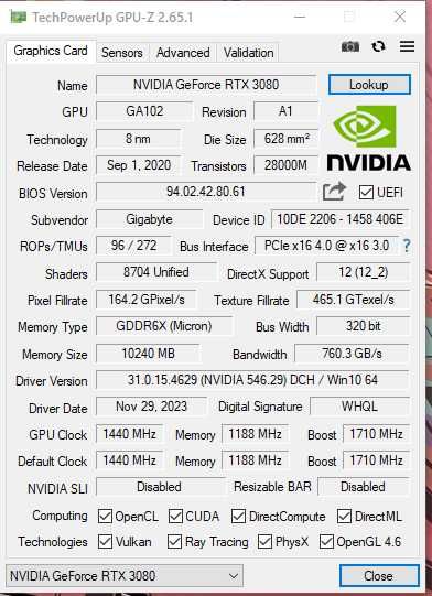 Gigabyte GeForce RTX 3080 Turbo 10Gb