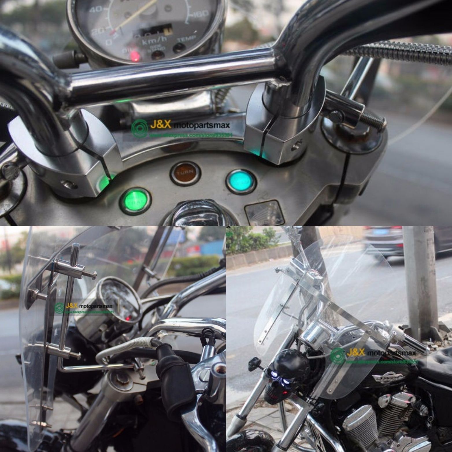 Ветровое стекло универсальное на мотоцикл чоппер Honda Suzuki Kawasaki