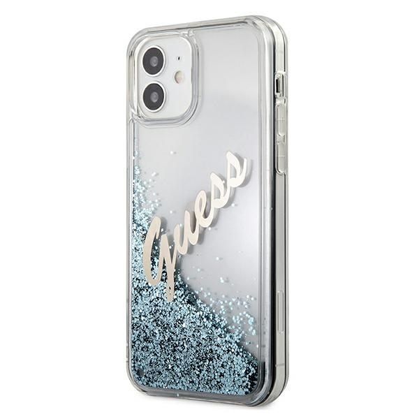 Etui Guess iPhone 12 Mini 5,4" Hardcase Glitter Niebieski Vintage