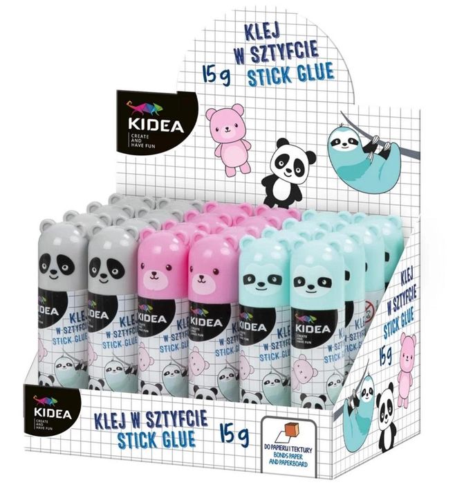 Klej w sztyfcie z figurką 15g (24szt) KIDEA DERFORM pudełko,