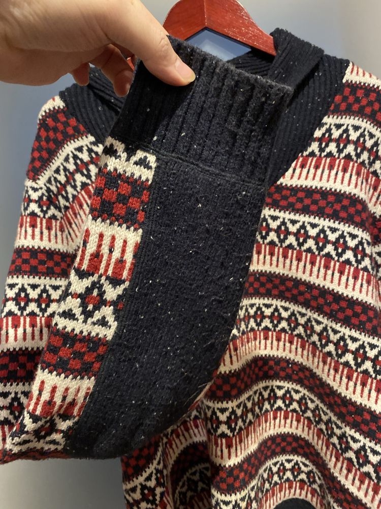 Czerwony granatowy wełniany sweter Tommy Hilfiger