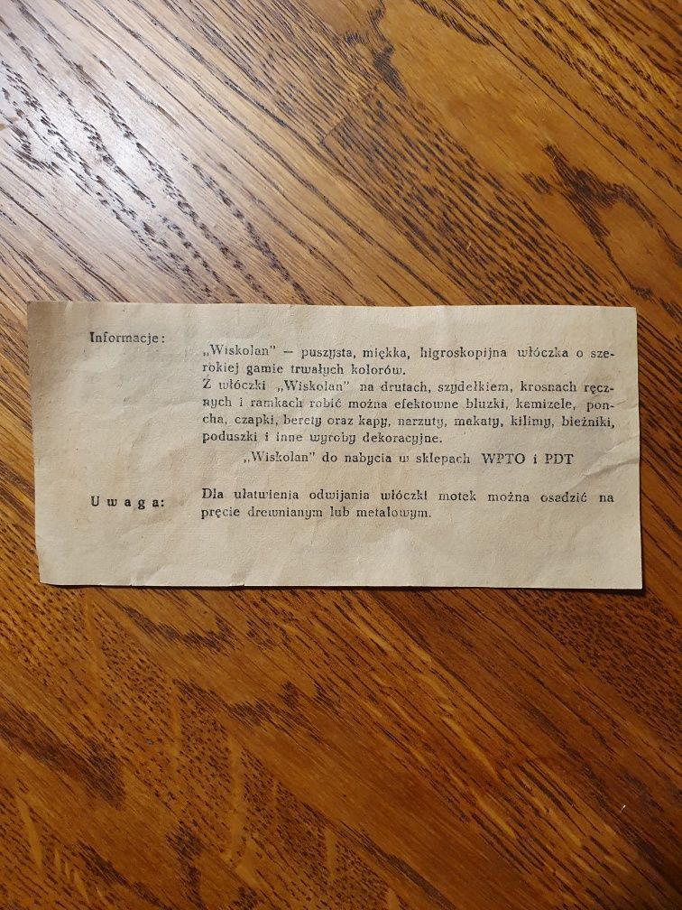 Stara metka PRL włóczka Wiskolan