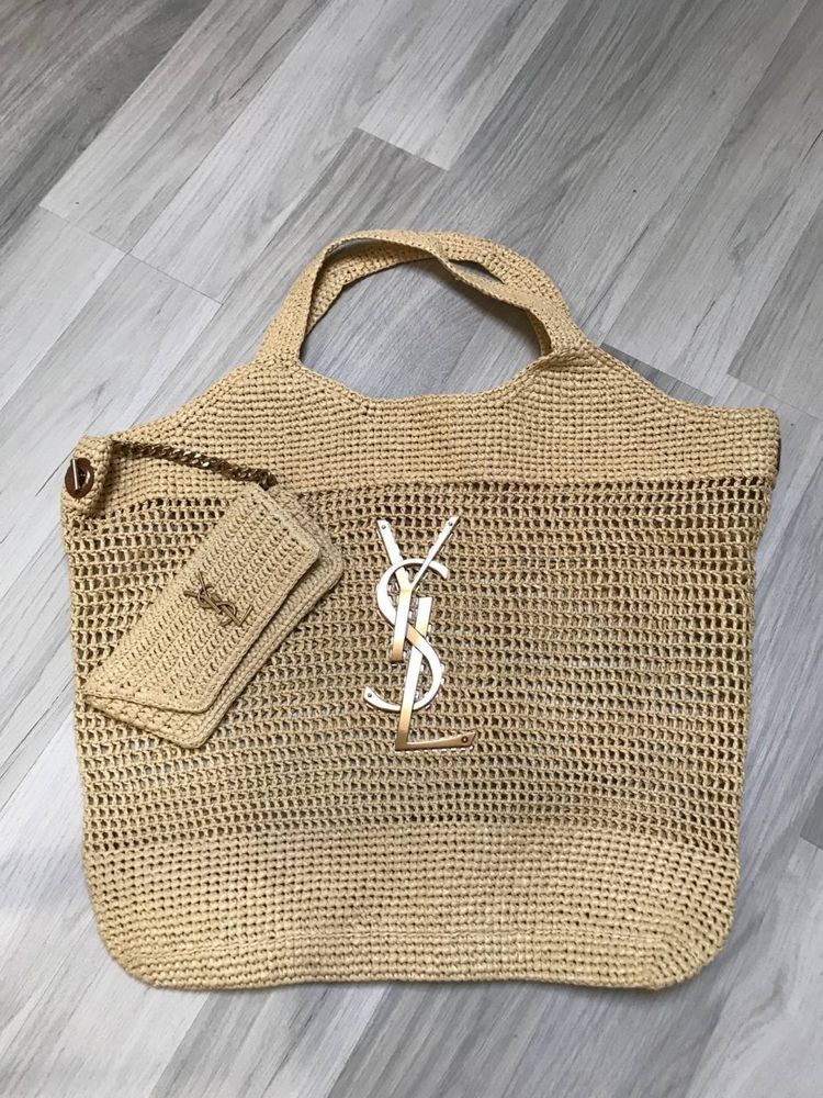 Yves saint laurent raffia icare tote bag шопер пляжна сумка оригінал