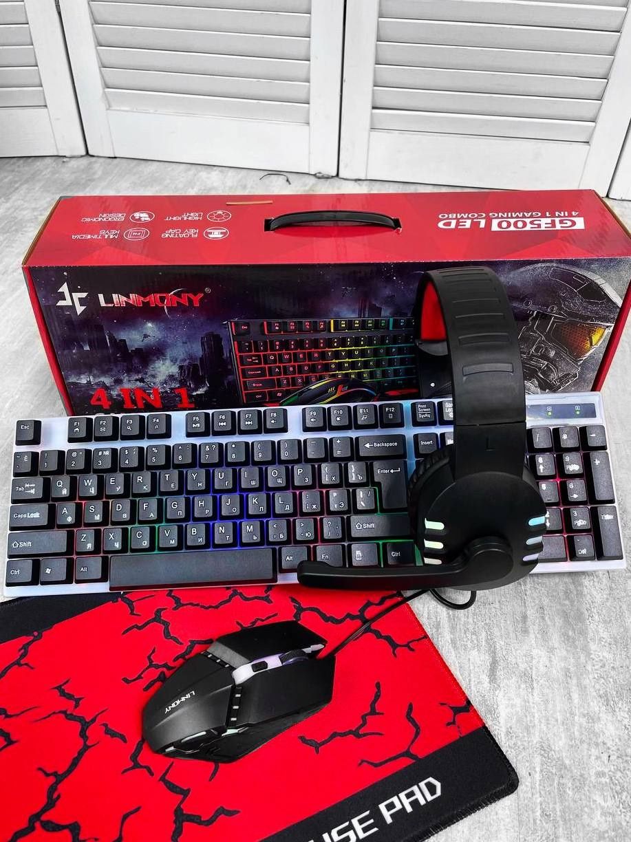 Набір геймера (клавіатура, гарнітура, мишка, килимок)
Gaming Combo GF5