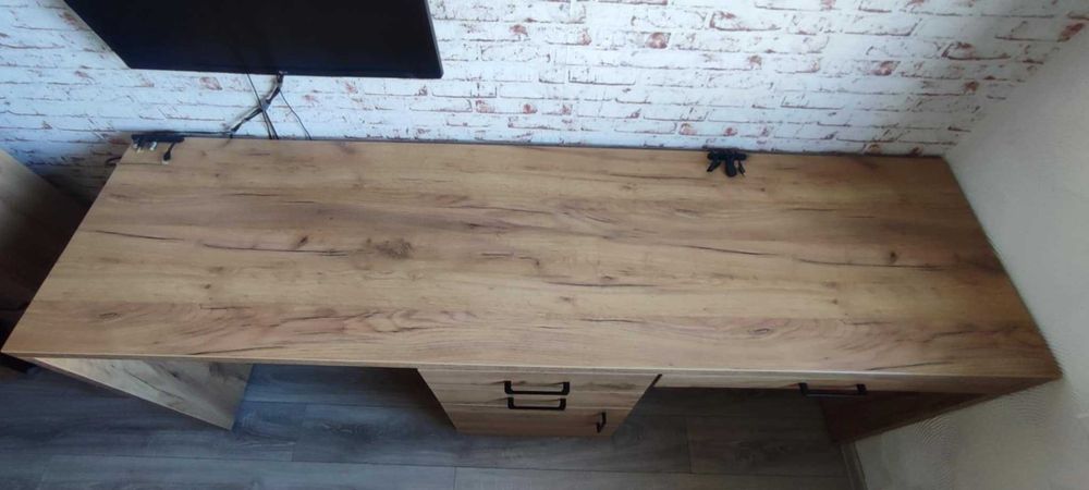 Biurko drewniane - duże, solidne, cichy domyk!