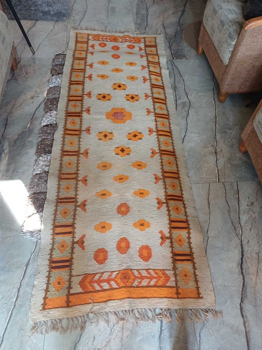 Piękny oryginalny wełniany kilim Cepelia 80x220 cm