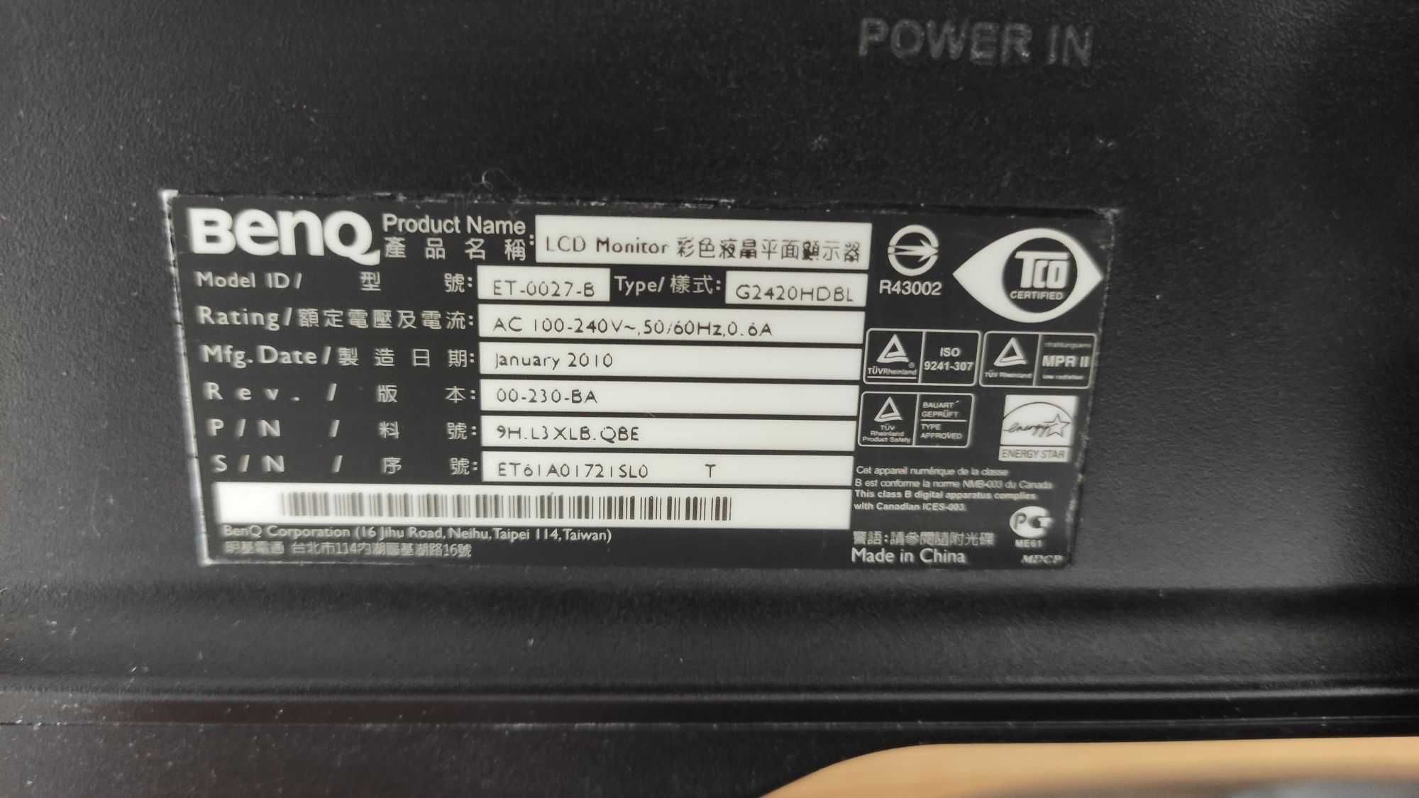 Monitor 24" BENQ G2420HDBL
