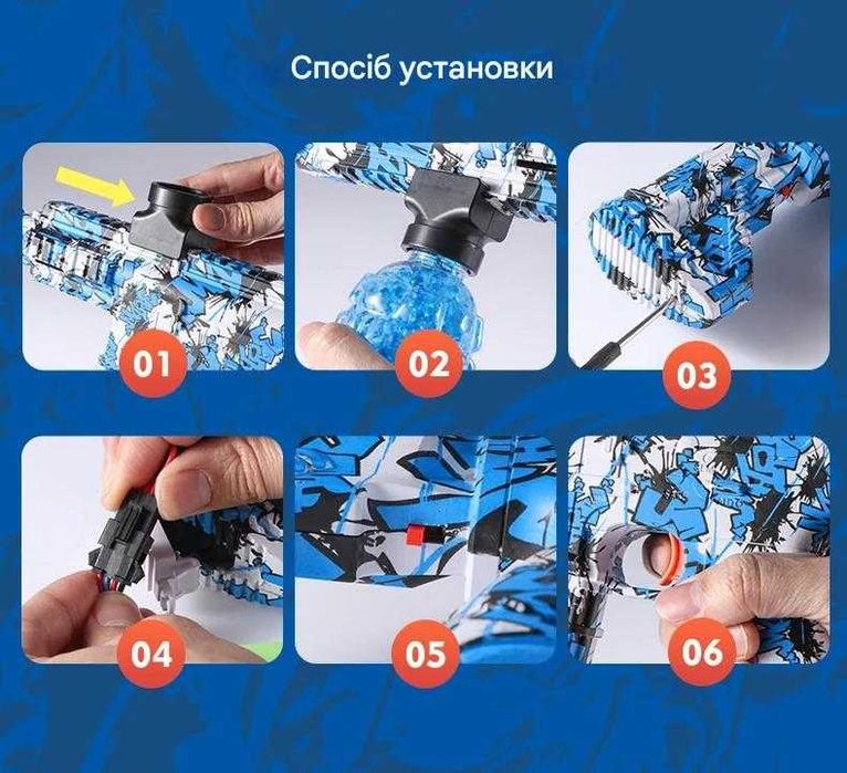 Дитячий орбізний автомат M416 MINI стріляє водними кулями + 1500 орбіз