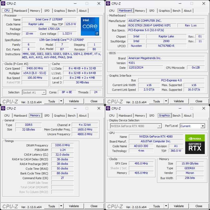INTEL I7-13700KF / Z690 / DDR5 32Gb / NVME 250Gb + 1Tb / RTX 4080