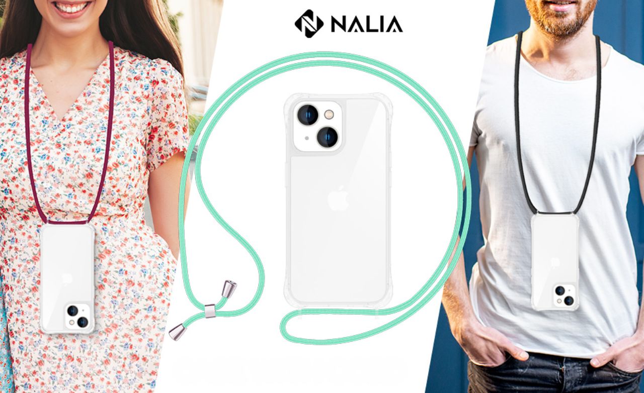 Etui Ze Sznurkiem Nalia Iphone 14 Plus Przeźroczyste Sznurek Miętowy