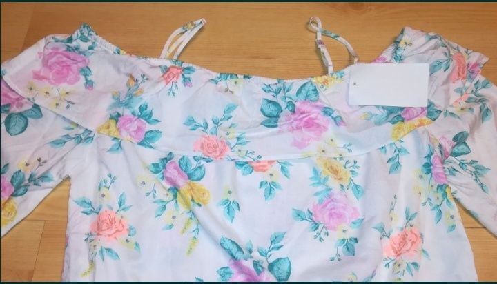 Topy za 5 zł. Bluzka hiszpanka kwiaty nowa h&m 158
