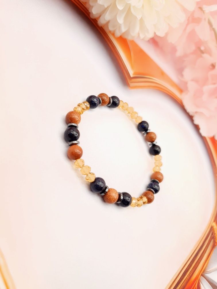 Bransoletka - crystal beads, noc kairu, hematyt, piasek pustyni