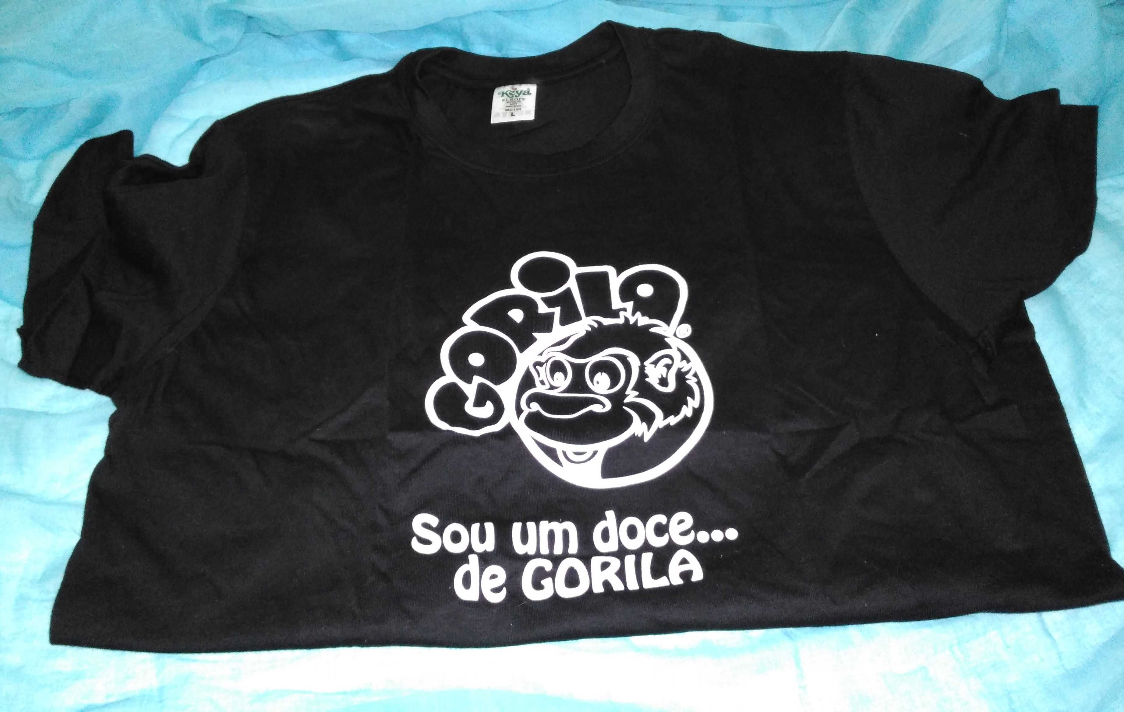 T-Shirt para Homem Chiclets Gorila preto Tam. L - Nova