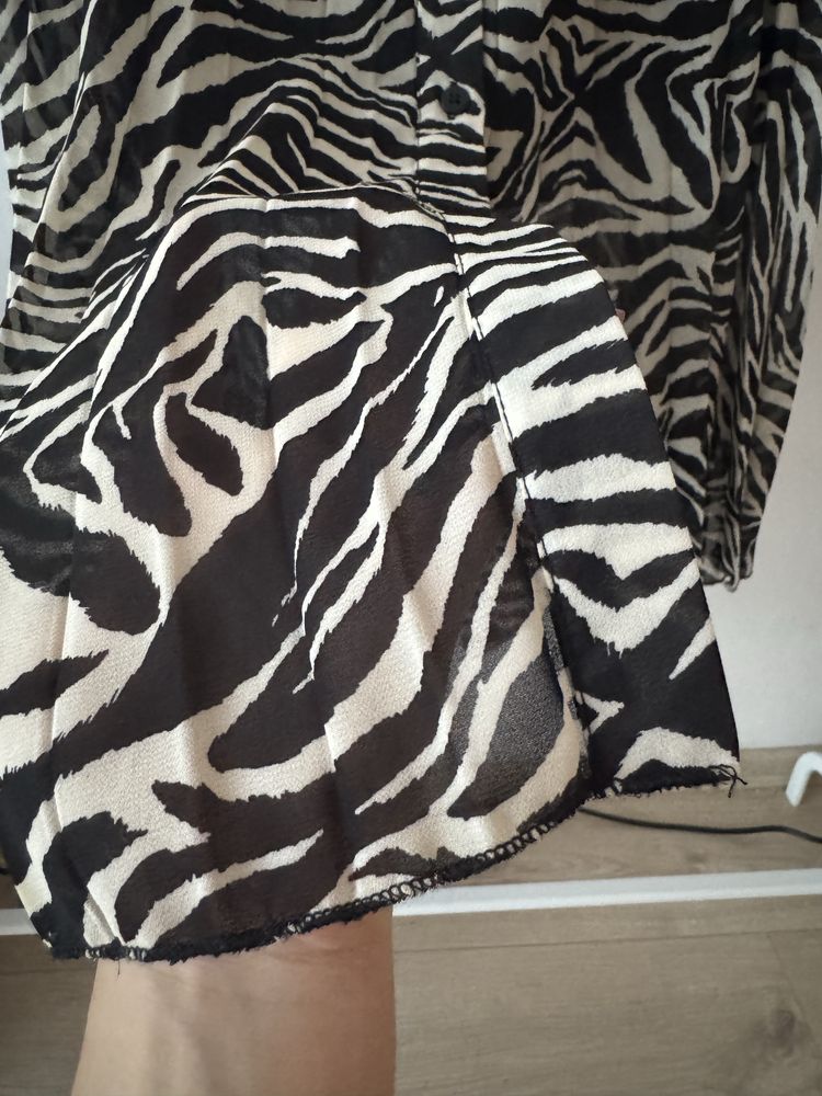 Spódnica midi plisowana plisy zwierzęcy wzór animal zebra zeberka koła