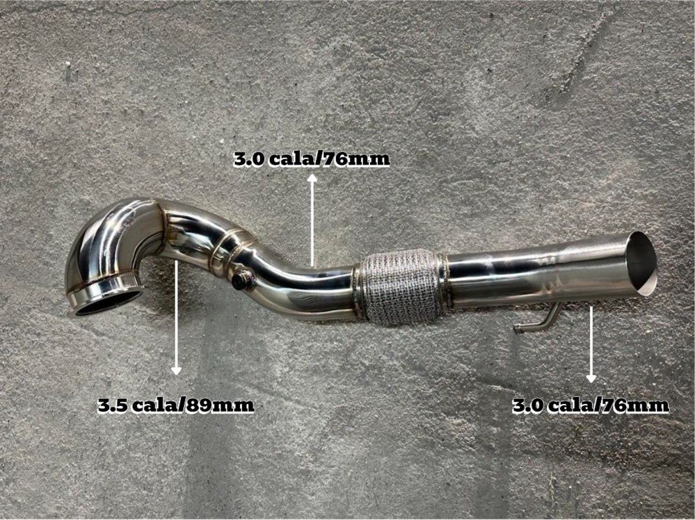 Downpipe 3,5 cala stal nierdzewna platforma MQB (audi,vw,seat,skoda)