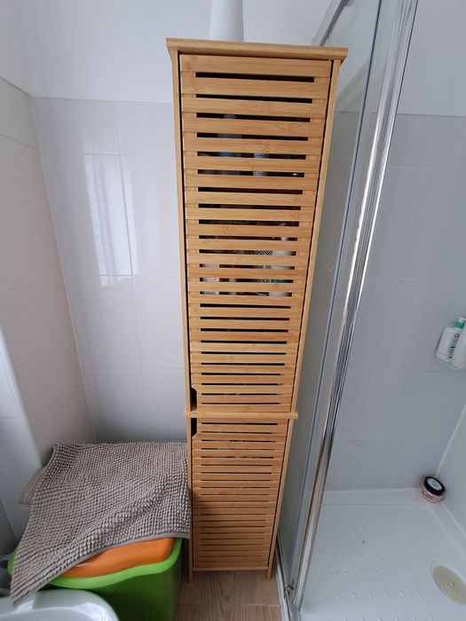 Móvel alto WC em bambu castanho – excelente estado
