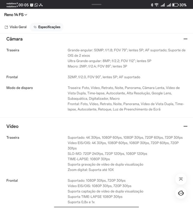 Telefone OPPO Reno 14 FS 5G novo 512 Gb