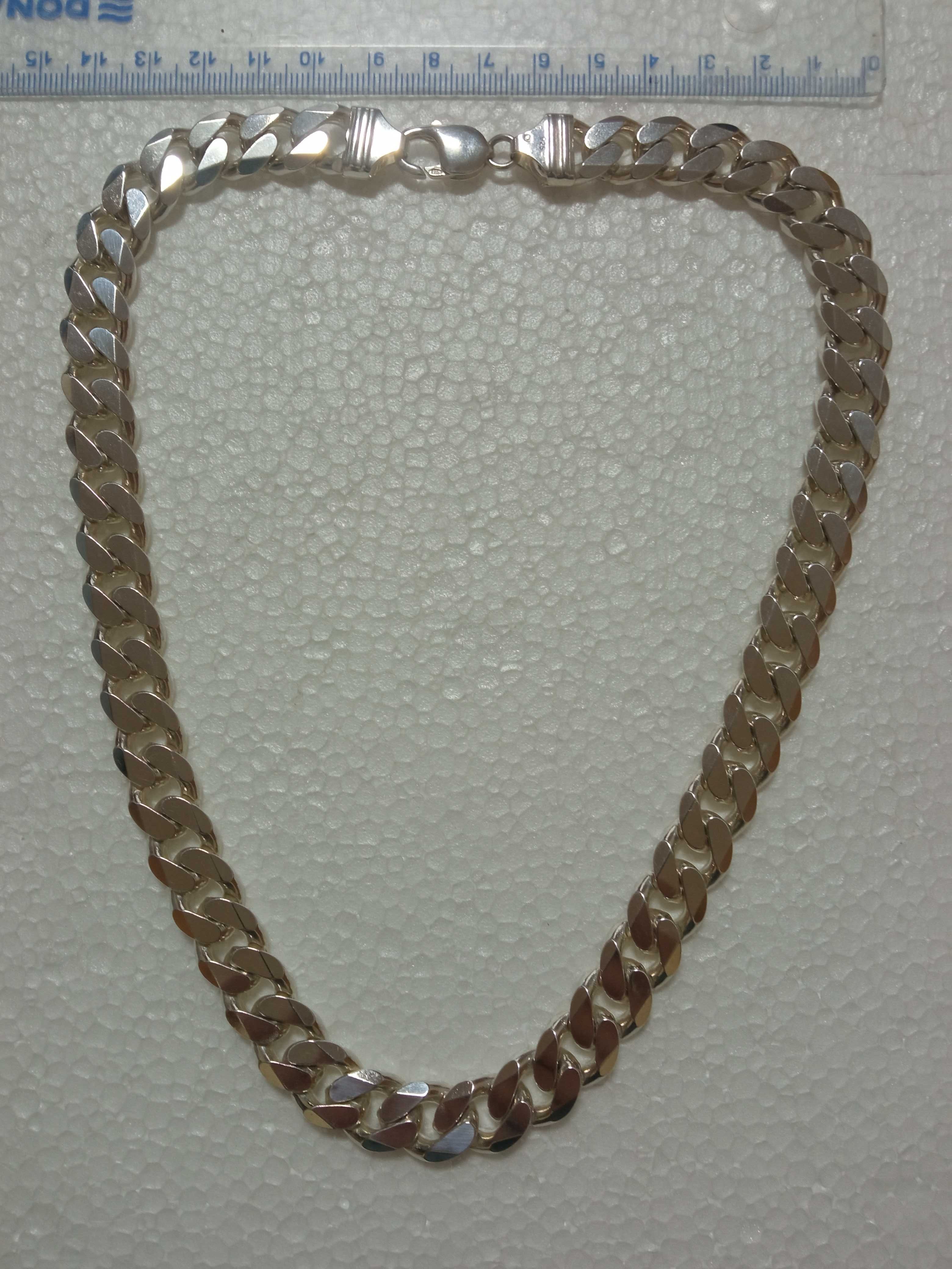 Masywny Srebrny łańcuch Pancerka 50 cm 12mm 138g Męski łańcuszek Sr925