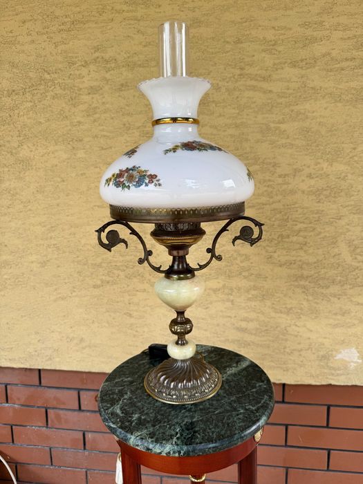 klosz szklany lampa stołowa stylowa alladyn jak naftowa alabaster