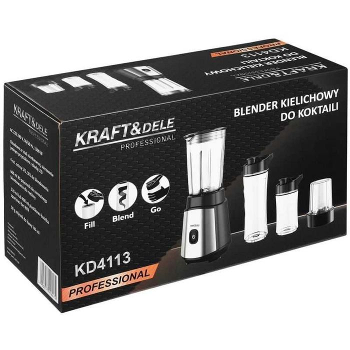 BLENDER Kielichowy do KOKTAJLI 1500W Zestaw 2 butelki KD4113