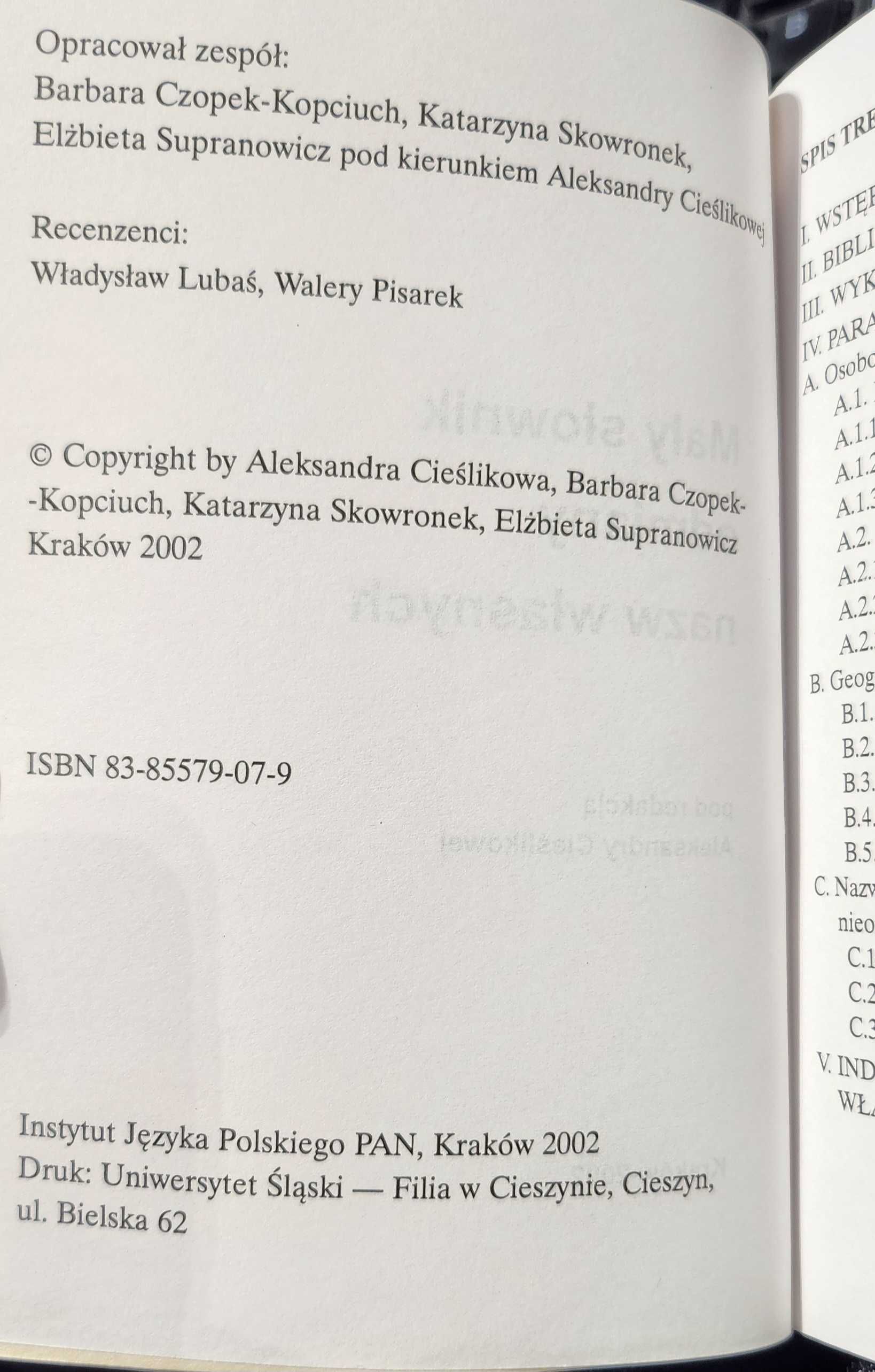 Mały słownik odmiany nazw własnych Instytut Języka Polskiego PAN