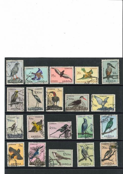 Coleção de Selos de Aves de Angola - do Ano 1951