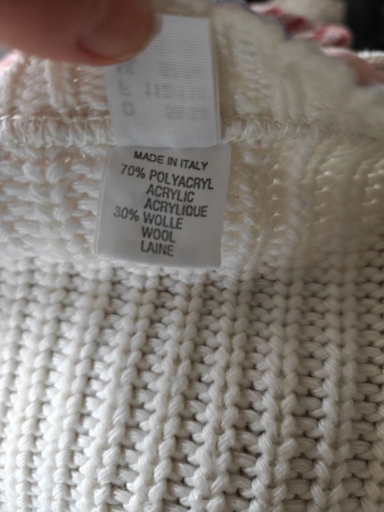 Sweterek sweter damski wełna dekolt V serek mięsisty gruby 52 54
