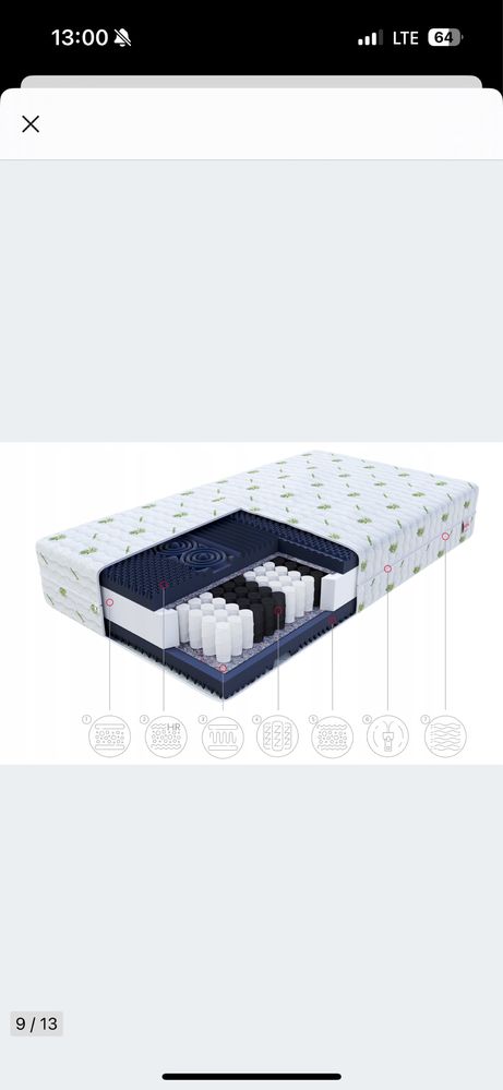 Materac 160x200  kieszeniowy masujący