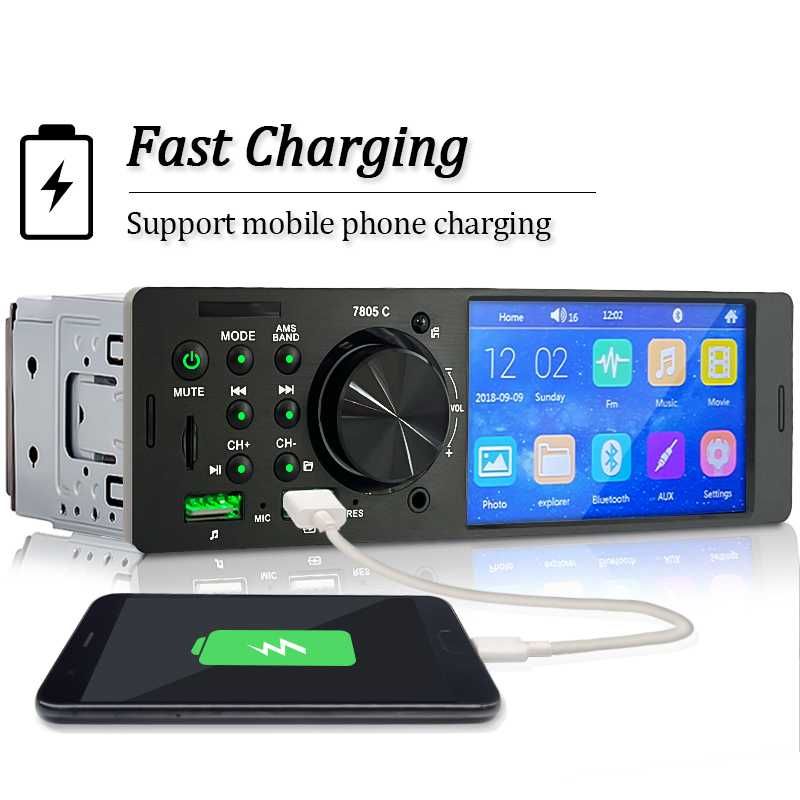 rádio áudio tátil 1 din 4.1 
 bluetooth camara marcha atrás 
 comando