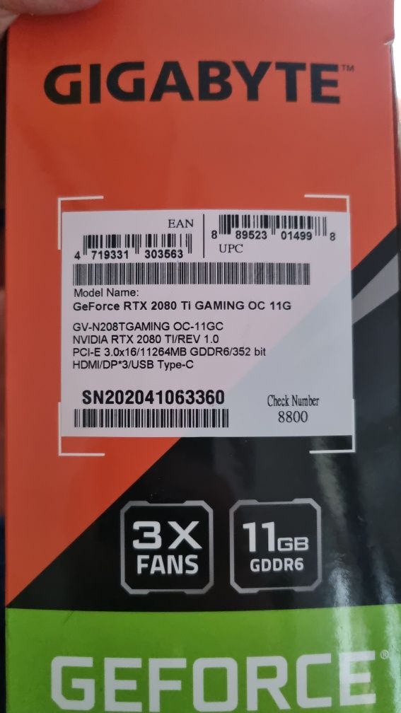 Gigabyte GeForce RTX 2080 Ti 3X Fan