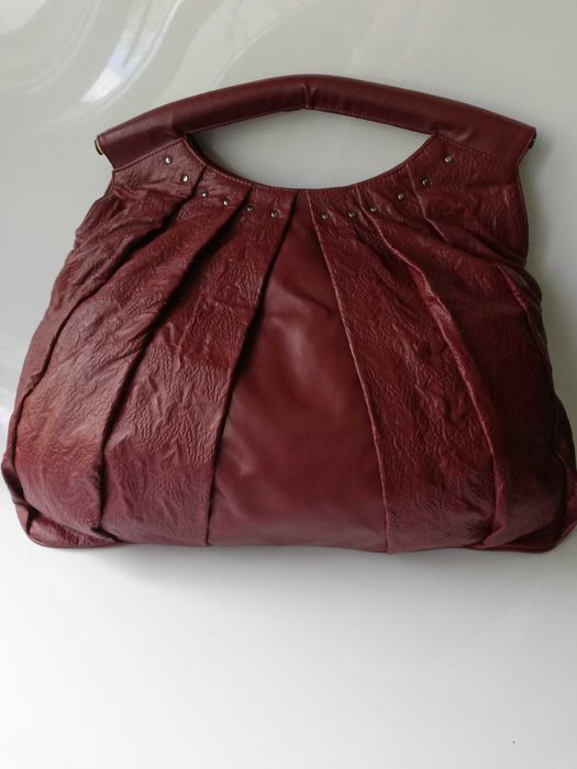 duży shoper  burgund ekoskóra