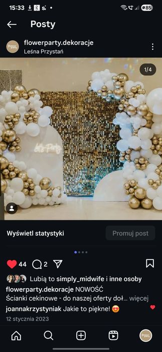 Ścianka cekinowa złota sprzedam