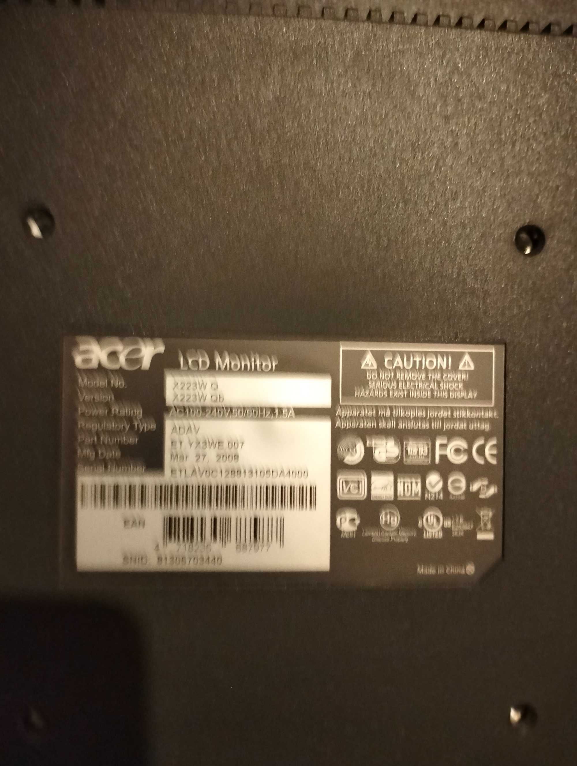 monitor acer 22" x223w q