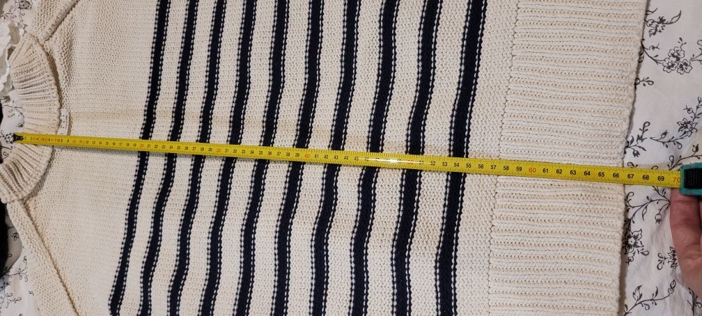 Biały sweter w paski oversize r38 oysho