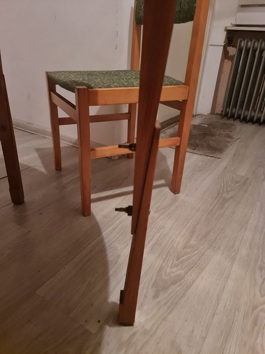 Okrągły ławostół rozkładany PRL