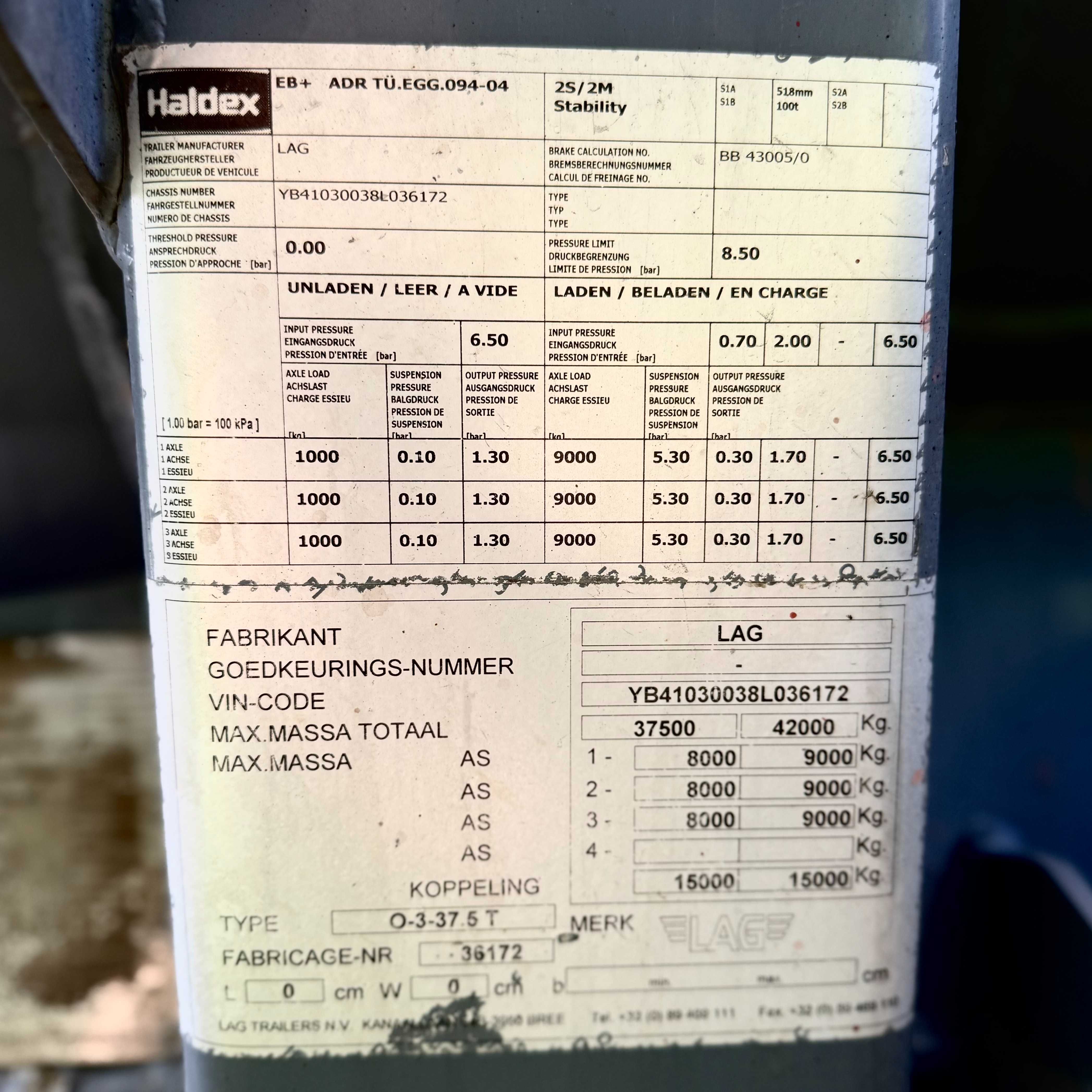 Цистерна-напівпричіп LAG 0-3-38L 2008 B23139