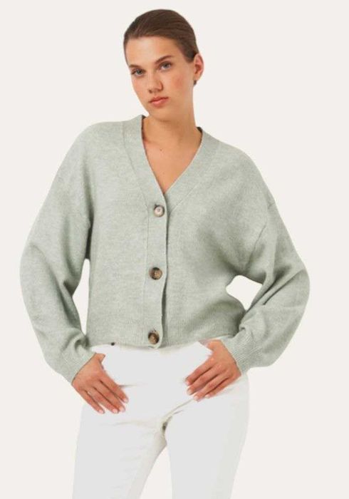 Мятный кардиган кофта на пуговицах с объемными рукавами h&m, р. S/М