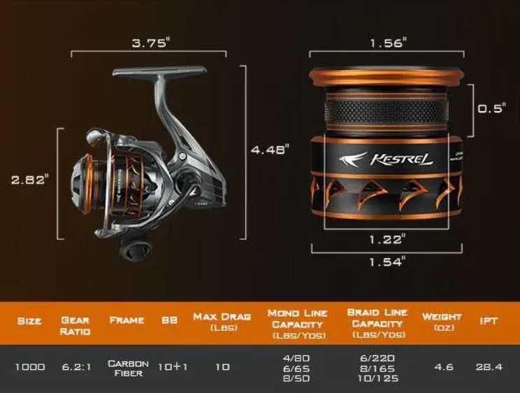 Kastking Kestrel 1000 10+1bb, 6,2:1, 134gr, мікго джигу, мормишингу.