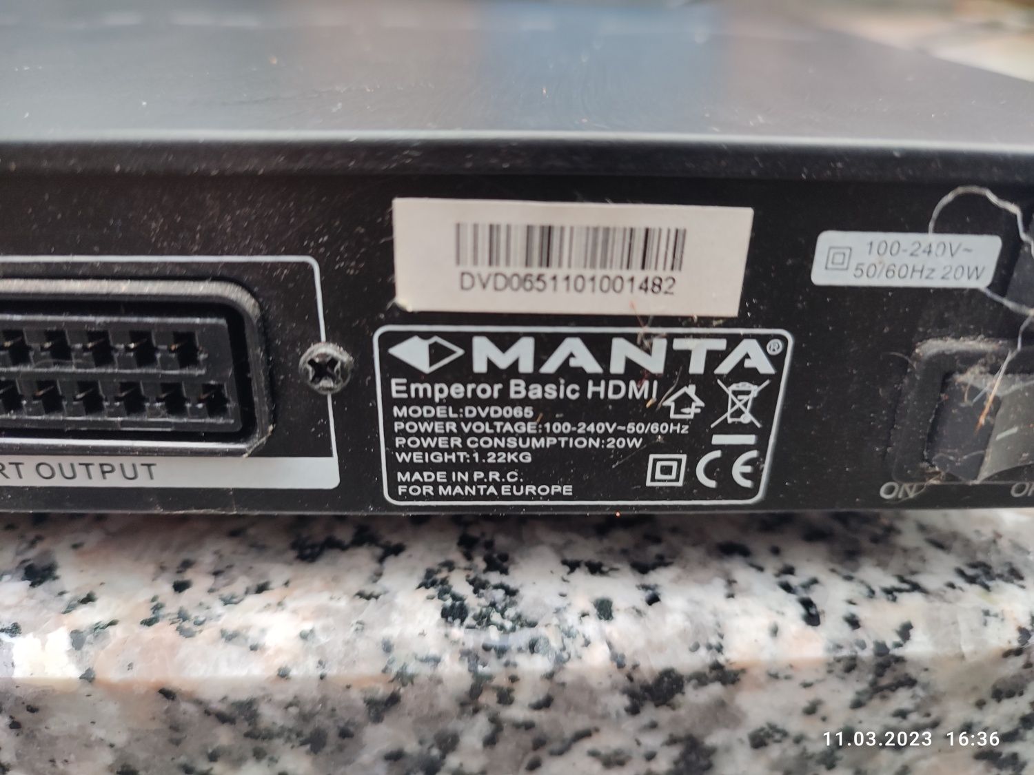 Odtwarzacz Dvd  Manta  model:dvd065 stan DB