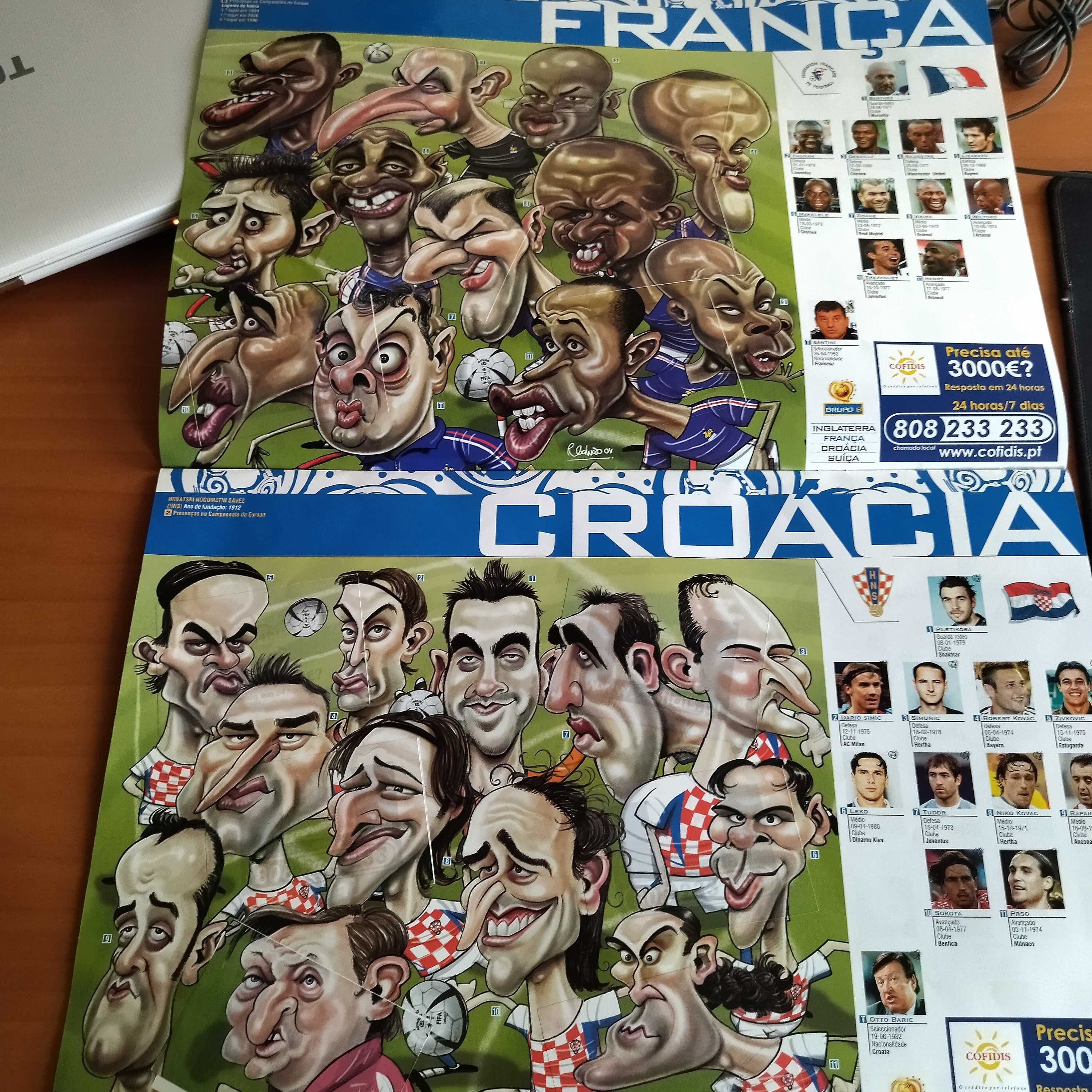 Cadernetas de futebol Euro 2004 Caricaturas