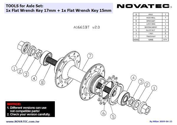 Piasta tył NT-A166SBT M10 2SB Fix16T/17T 32H SR