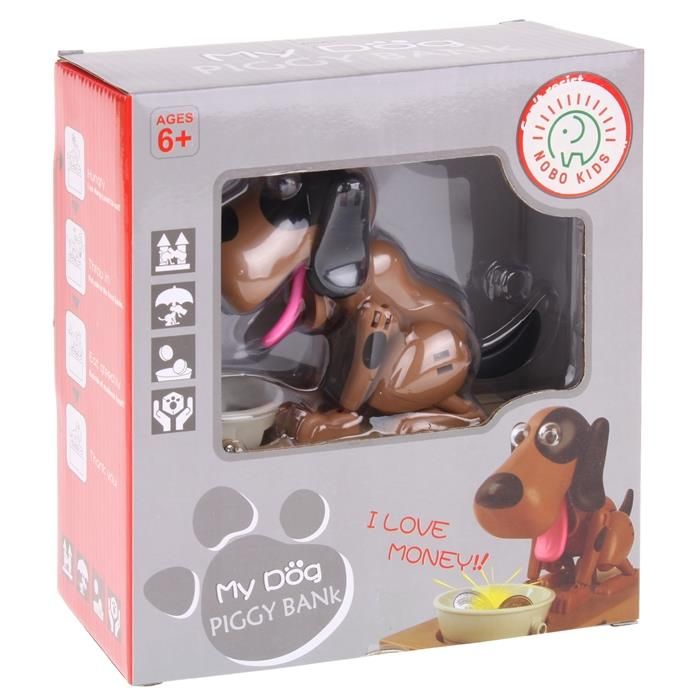 Skarbonka Interaktywna Automat Pies Piesek Zjada Monety Sejf - Brązowy