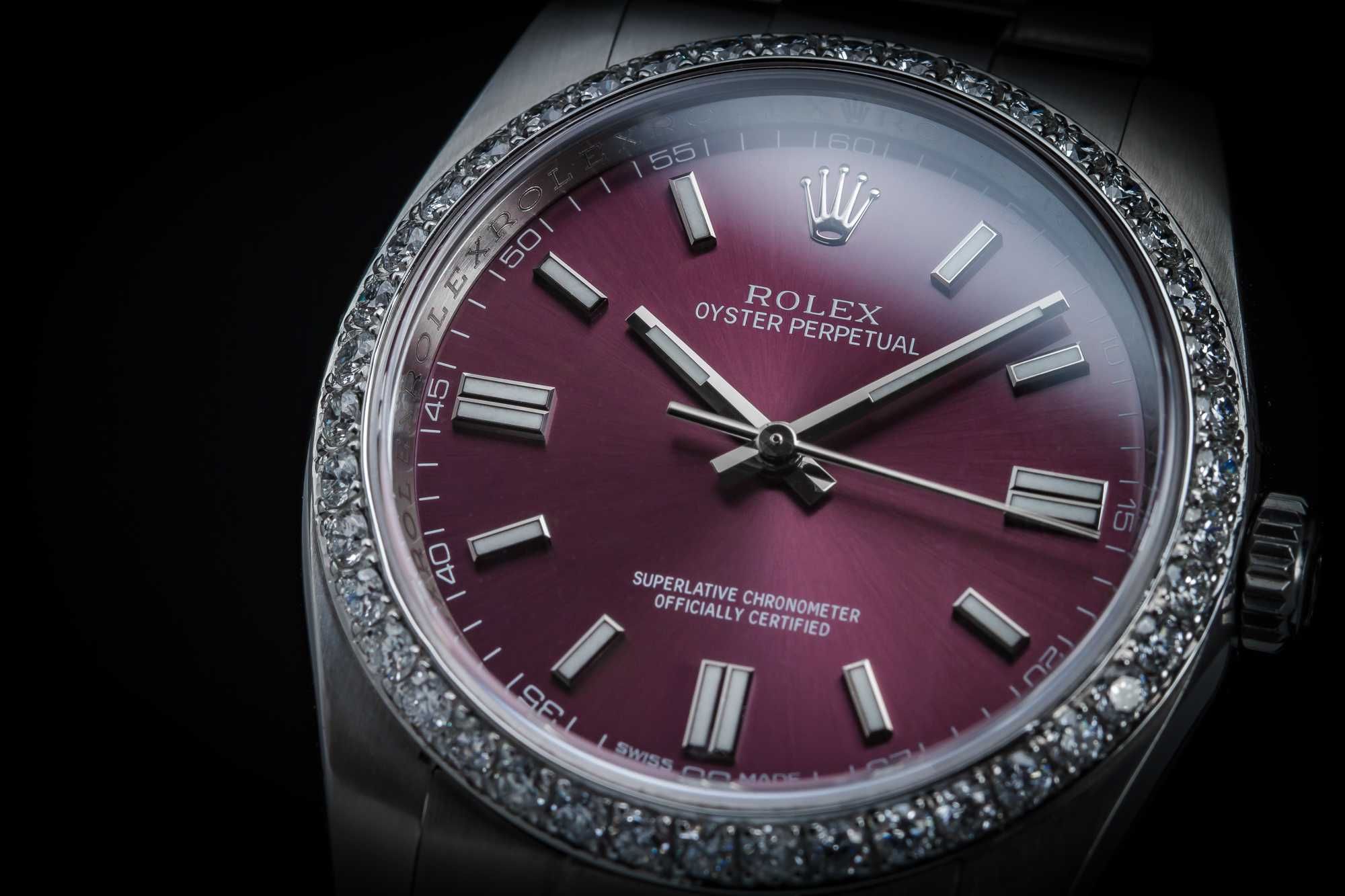 Oyster Perpetual 36 - Rolex red grape z diamentami