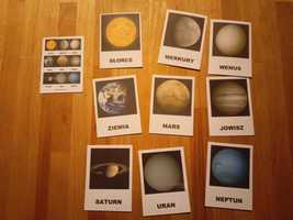 Planety. Laminowane karty z Warsztatu Montessori.