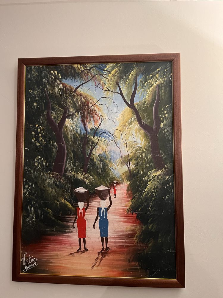 Pintura africana a óleo, assinada.