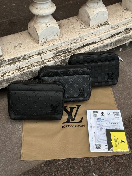 Барсетка Луи Витон через плечо мужская сумка Louis Vuitton кожаная топ