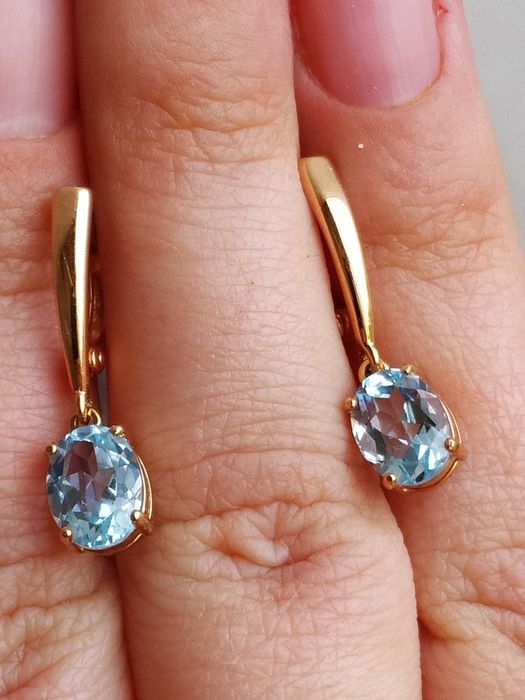 Золотые серьги изумруд,585 проба,топаз,хризопраз,изумруд