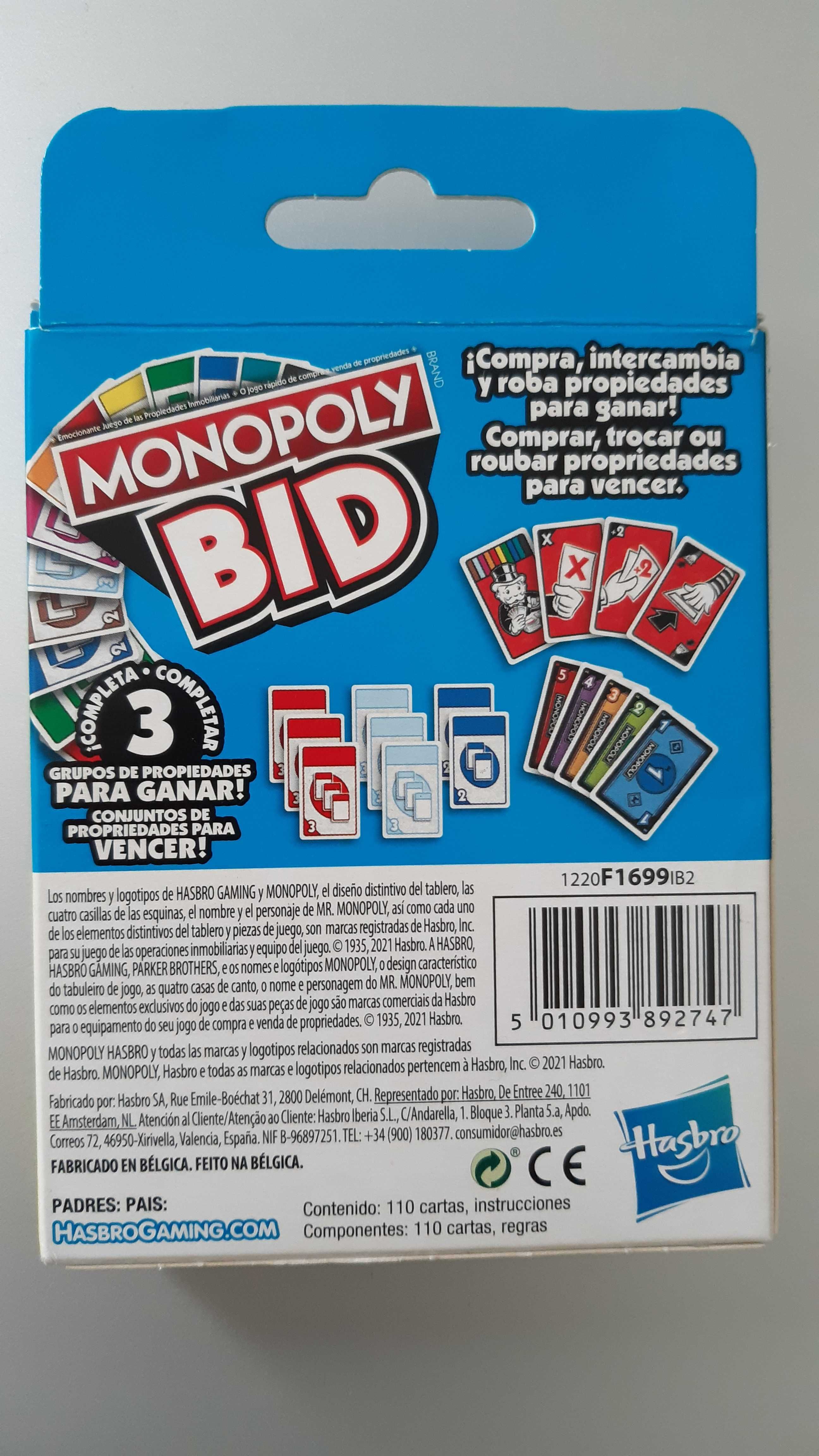 Monopoly Bid - jogo de cartas