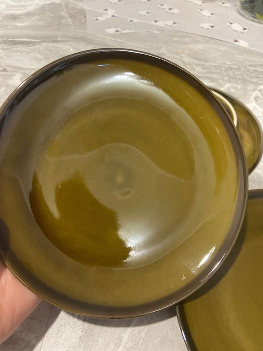 3 talerzyki deserowe zielone Porcelit Pruszków
