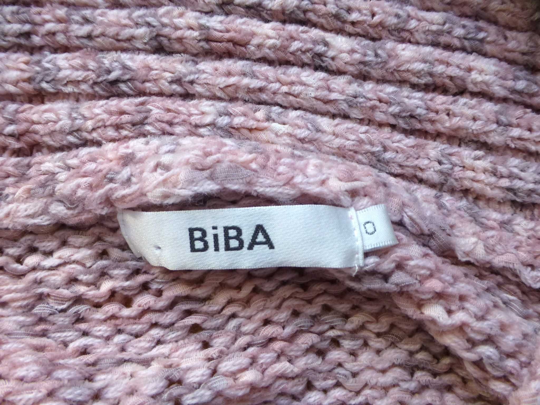 BiBA melanżowy sweter kardigan z szalowym kołnierzem L